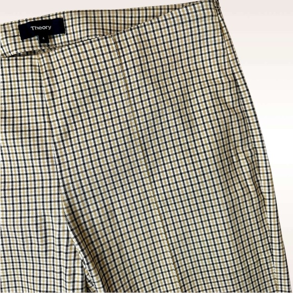 Theory ‘Alettah’ Slim Leg Side-Zip Pants in Ainsley Check in “Carob/Gobi Multi” - Picture 7 of 16